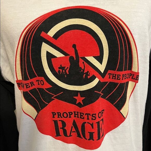 Prophets of Rage Power To The People White Graphic Raglan T-Shirt Music - Picture 2 of 8